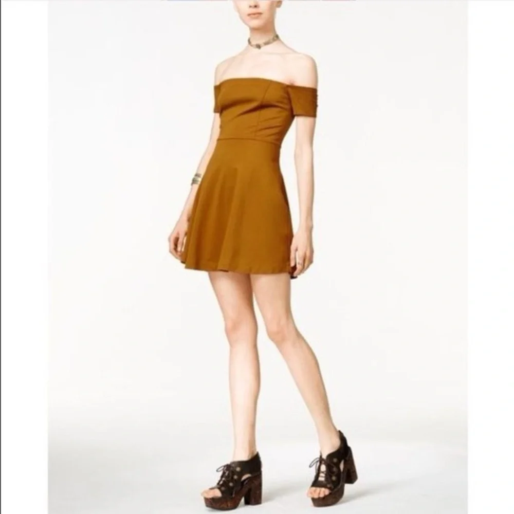 Free People Off-Shoulder Brown Mini Dress